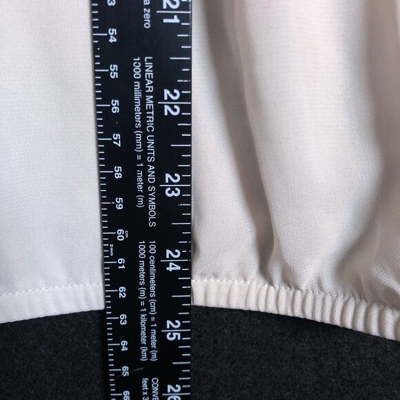 Express Womens Blouse Champagne Bejeweled High Neck Flowy Sleeveless Small - Picture 9 of 12